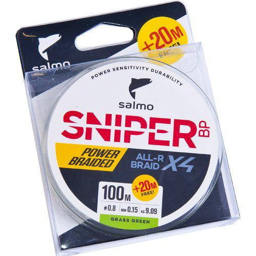 Рыболовная леска Salmo Sniper BP ALL R Braid х4 0,170 мм 120 м зеленая купить,NaN