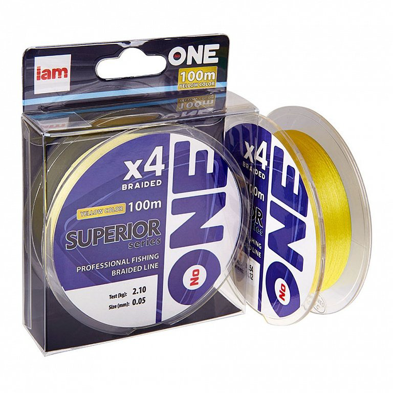 Рыболовная леска №ONE Superior Х4 0,10 мм 100 м желтая