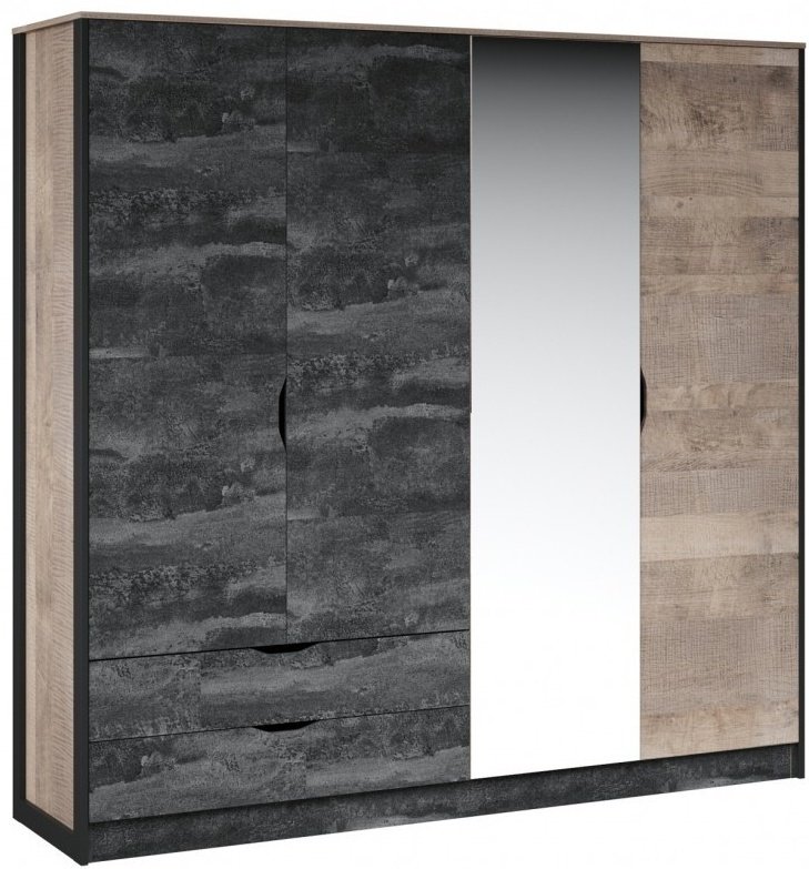Распашной шкаф DOMA Распашной шкаф LOFT STOK 4Д-213, 213x207х56 см, черный, коричневый купить,NaN
