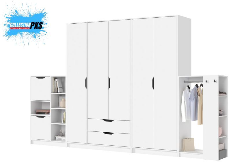 Распашной шкаф DOMA Модульный шкаф 5Д R-350, 350x210х50 см, белый купить,NaN