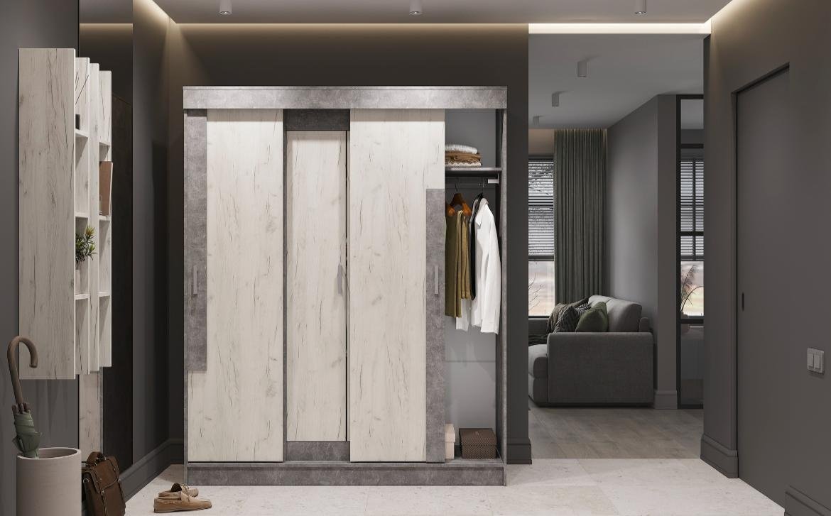 Шкаф-купе DOMA Шкаф-купе GAMMA-LOFT 48565, 159.8x210х52 см, светло серый, серый купить,NaN