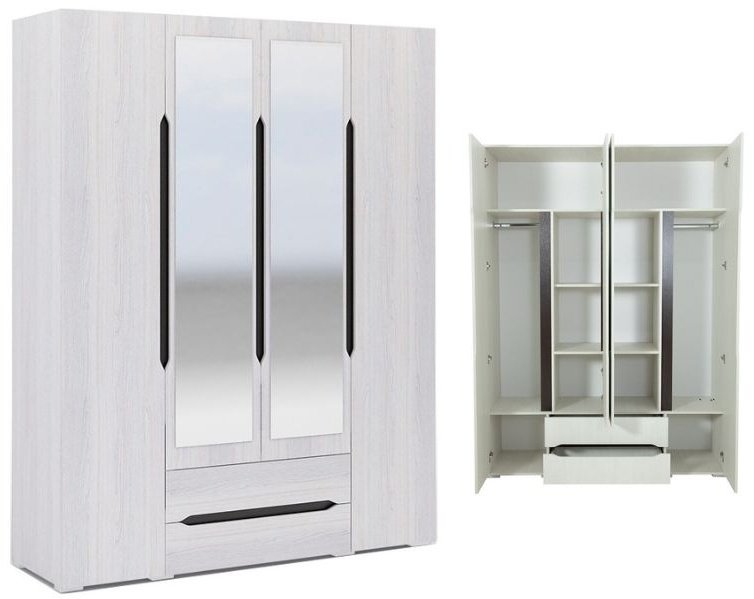 Распашной шкаф DOMA VAL-160, 160x220х50 см, светло серый, белый купить,NaN