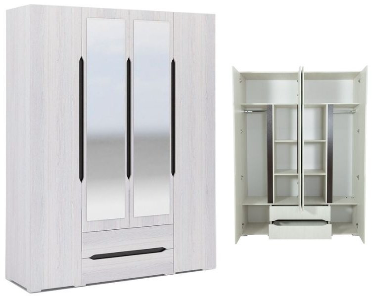 Распашной шкаф DOMA VAL-160, 160x220х50 см, светло серый, белый купить,NaN