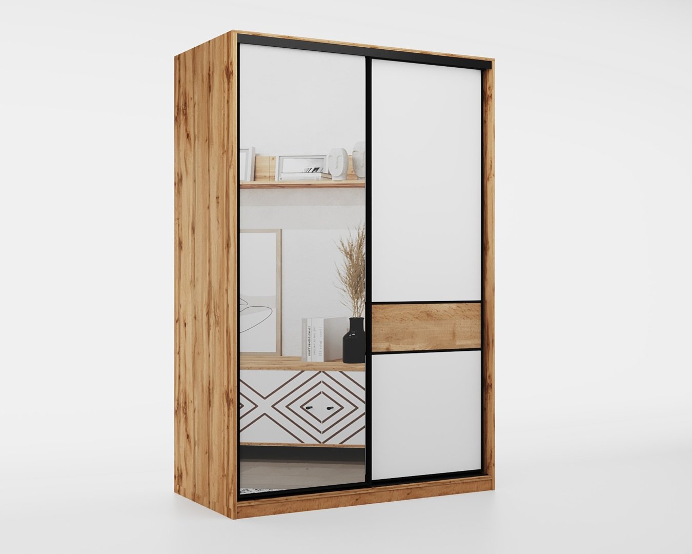 Шкаф-купе DOMA Slim, 150x230х60 см, белый, коричневый купить,NaN