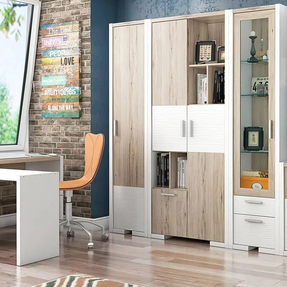 Распашной шкаф DOMA Венето, 47x203.5х35.5 см, белый, бежевый купить,NaN