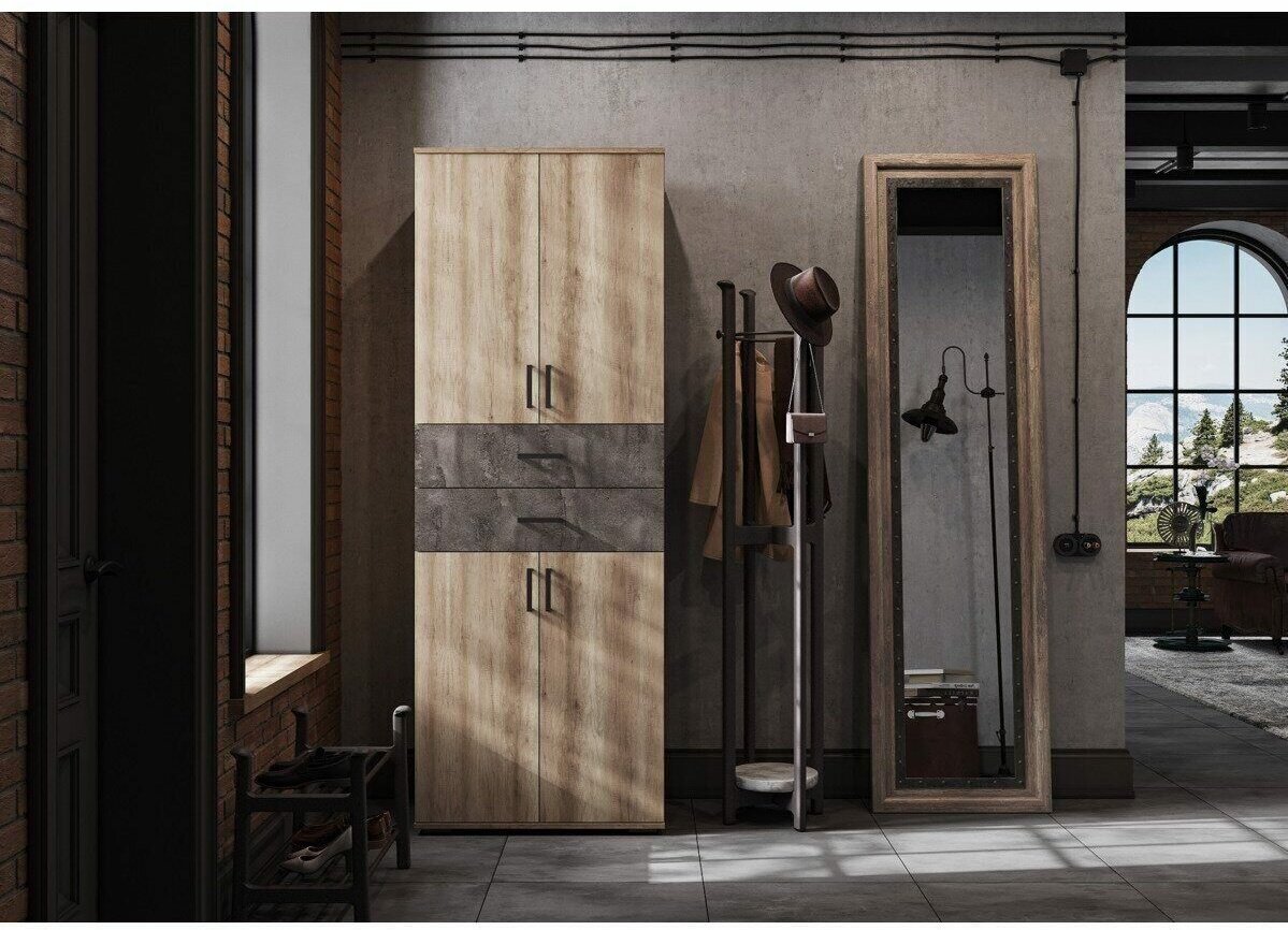 Распашной шкаф DOMA Распашной шкаф SOLO-LOFT 3 84651, 80x220х50 см, светло-коричневый, серый купить,NaN