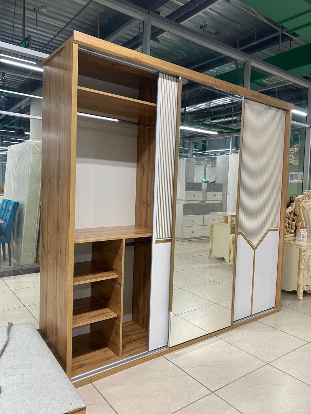 Шкаф-купе DOMA SF-240, 240x223х60 см, коричневый, белый купить,NaN