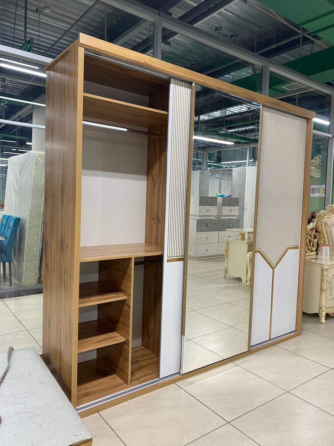 Шкаф-купе DOMA SF-240, 240x223х60 см, коричневый, белый купить,NaN