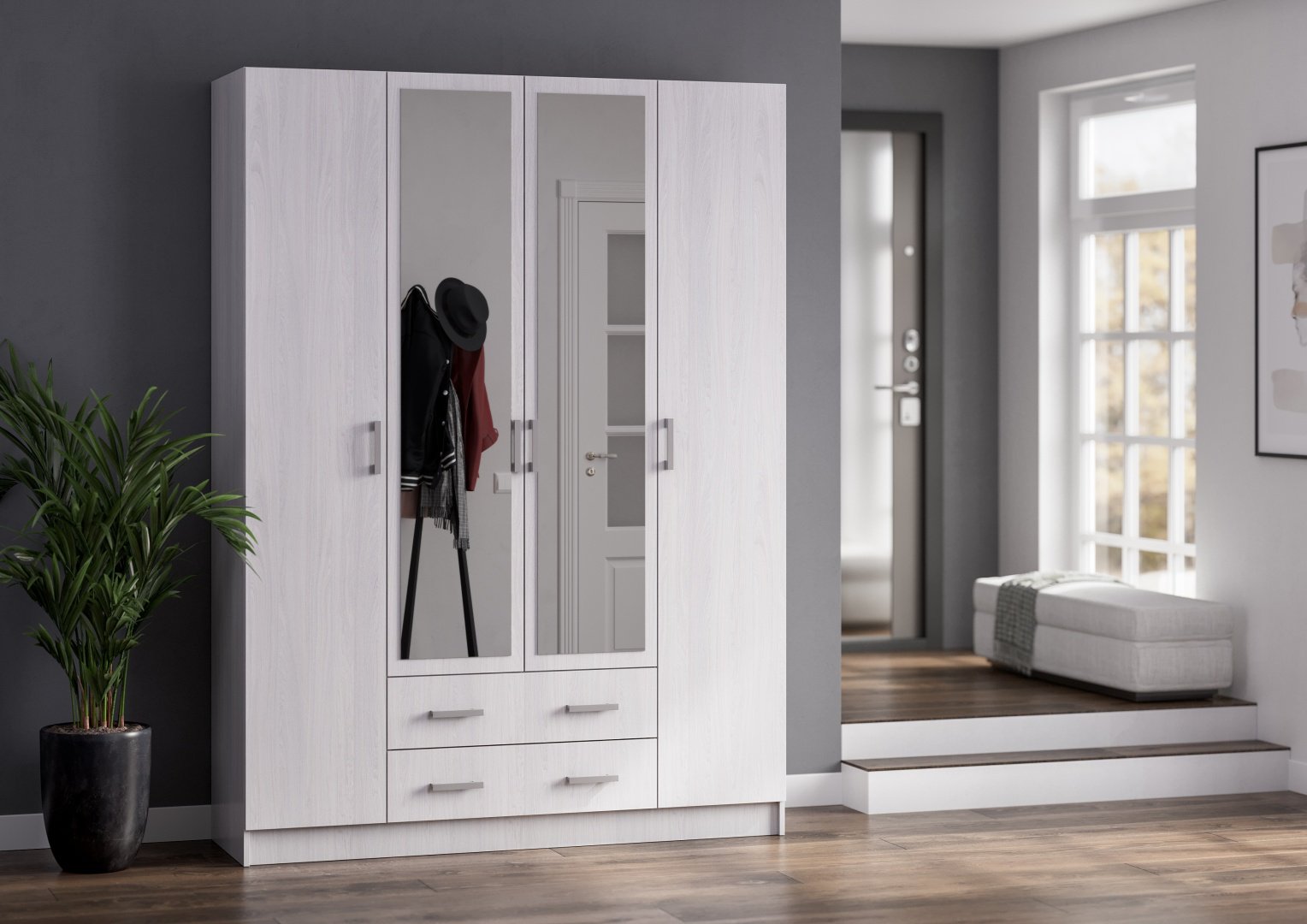 Распашной шкаф Ереке Мебель Kvadro HM T, 160x220х50 см, белый купить,NaN
