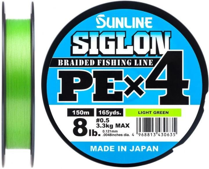 Рыболовная леска Sunline Siglon PEx4 0,121 мм 150 м светло-зеленая