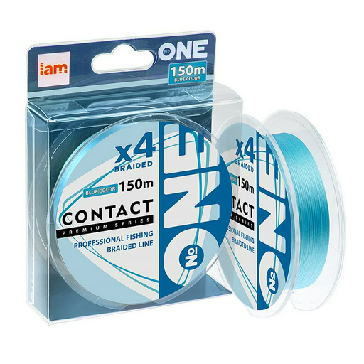 Рыболовная леска №ONE Contact X4 0,128 мм 150 м голубая