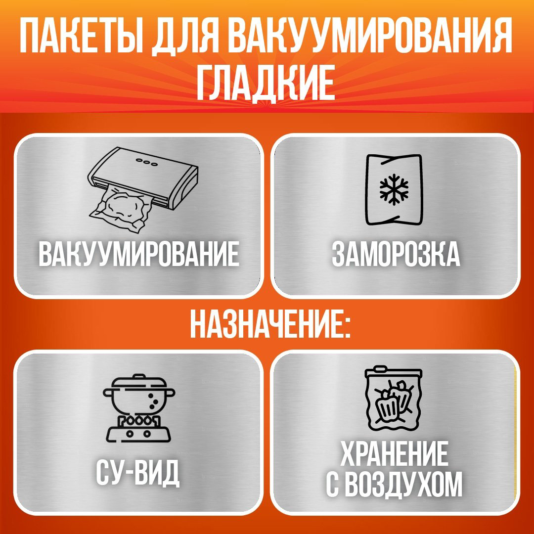 Пакет Гладкие вакуумные пакеты 30x50 см, 100 шт для замораживания, для фруктов и овощей, для хранения продуктов, универсальное купить,NaN