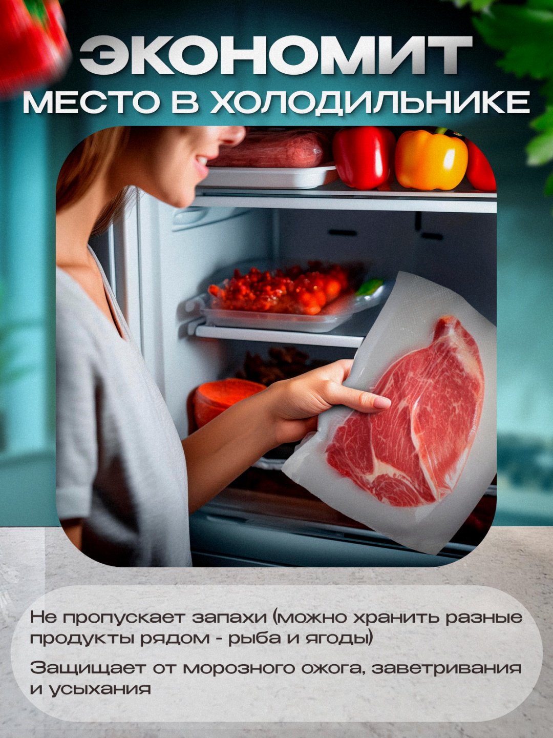 Пакет для вакуумного упаковщика рифленый вакуумный 28x500 см