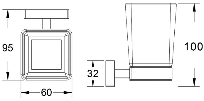 KABINKA.KZ стакан SG5612T 1 шт, нержавеющая сталь, стекло