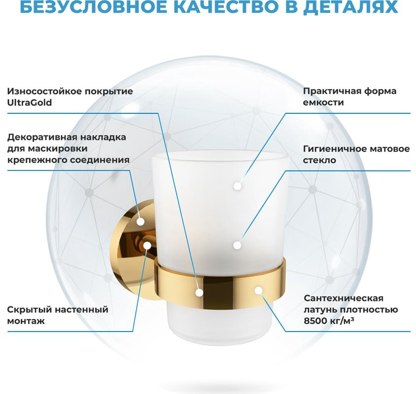 Стакан 182508000 1 шт, латунь, стекло купить,50422