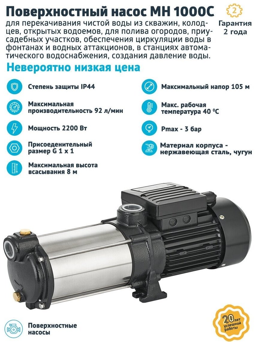 Насос поверхностный Qubik MH 1000