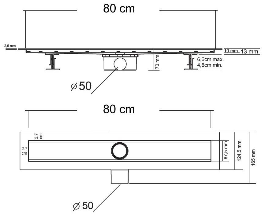 Vincea трап 601.80.P.DUZ (16.5х80 см)