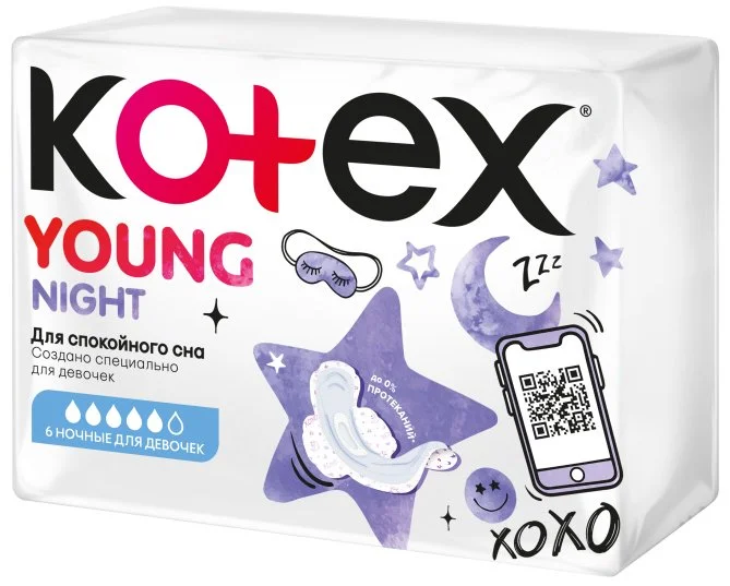 Прокладки Kotex Young Night for girls 6шт купить,NaN