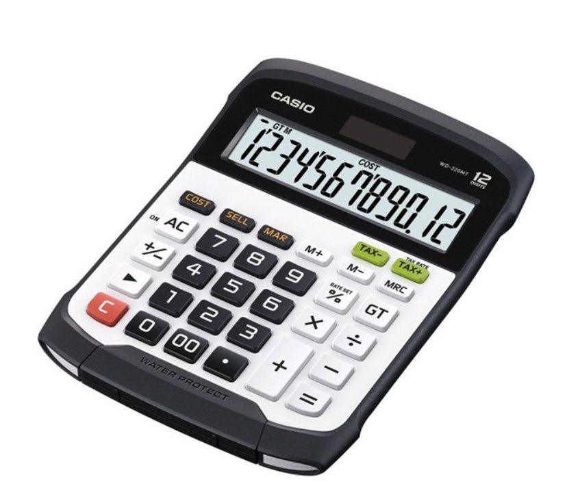 Калькулятор Casio WD-320MT-W-EC черно-белый