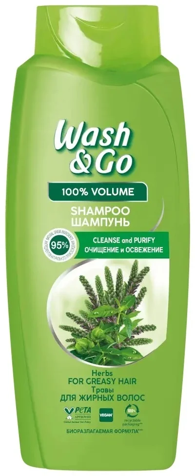 Шампунь Wash&Go Очищение и освежение с экстрактом трав 675мл купить,NaN
