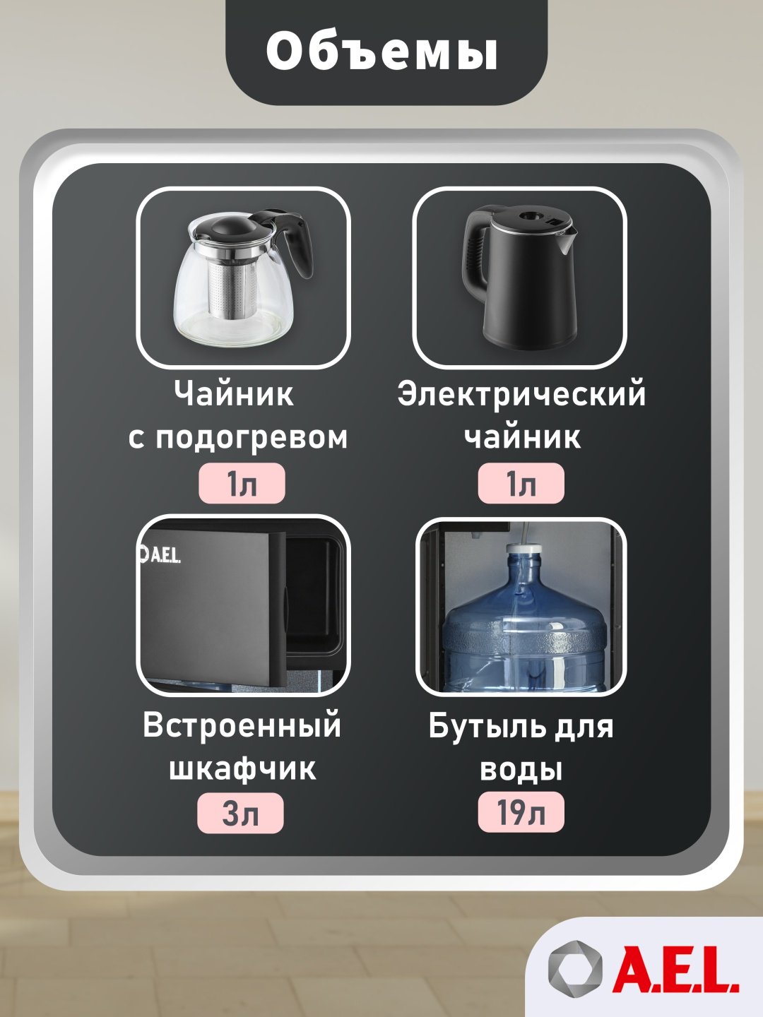 Кулер для воды A.E.L. LK-AEL-53a (Без охлаждения) черный купить,NaN
