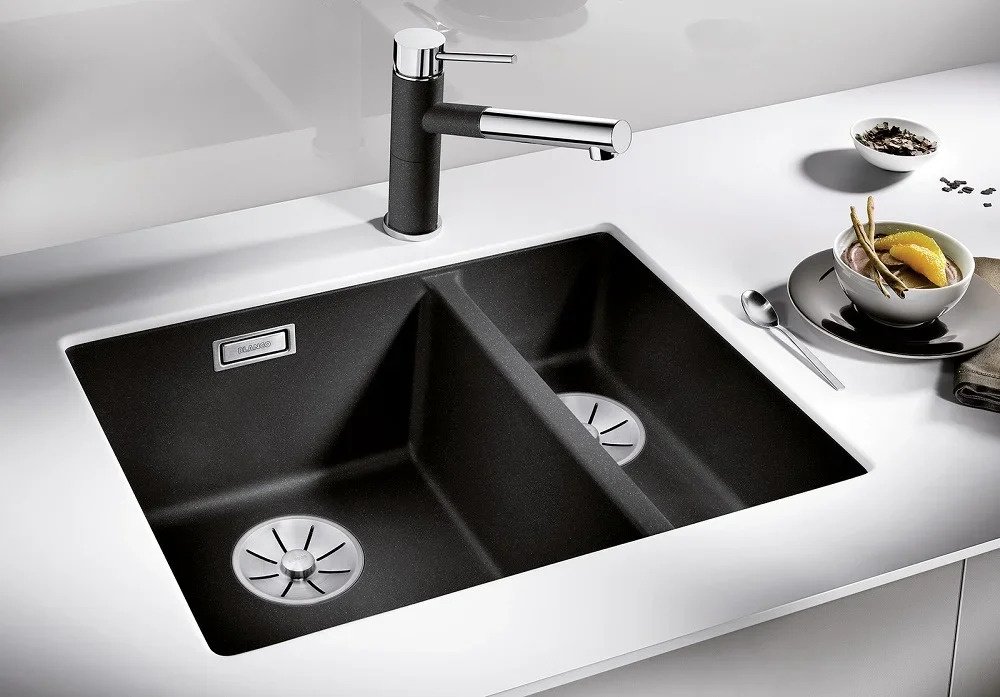 Кухонная мойка Blanco Subline 340/160-U темная скала (523559) 55.5х46х19 см, искусственный гранит, тон темная скала купить,NaN