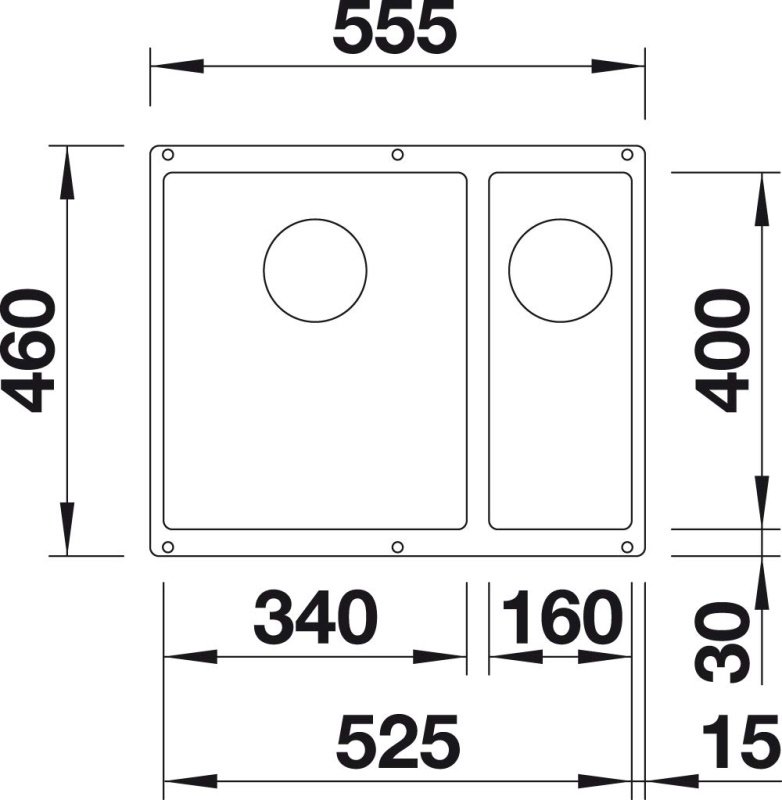Кухонная мойка Blanco Subline 340/160-U темная скала (523559) 55.5х46х19 см, искусственный гранит, тон темная скала купить,NaN