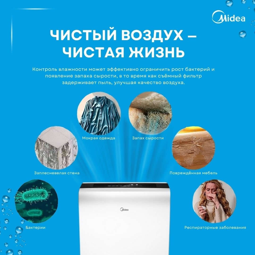 Осушитель воздуха Midea MDDP-50DEN7 белый купить,NaN