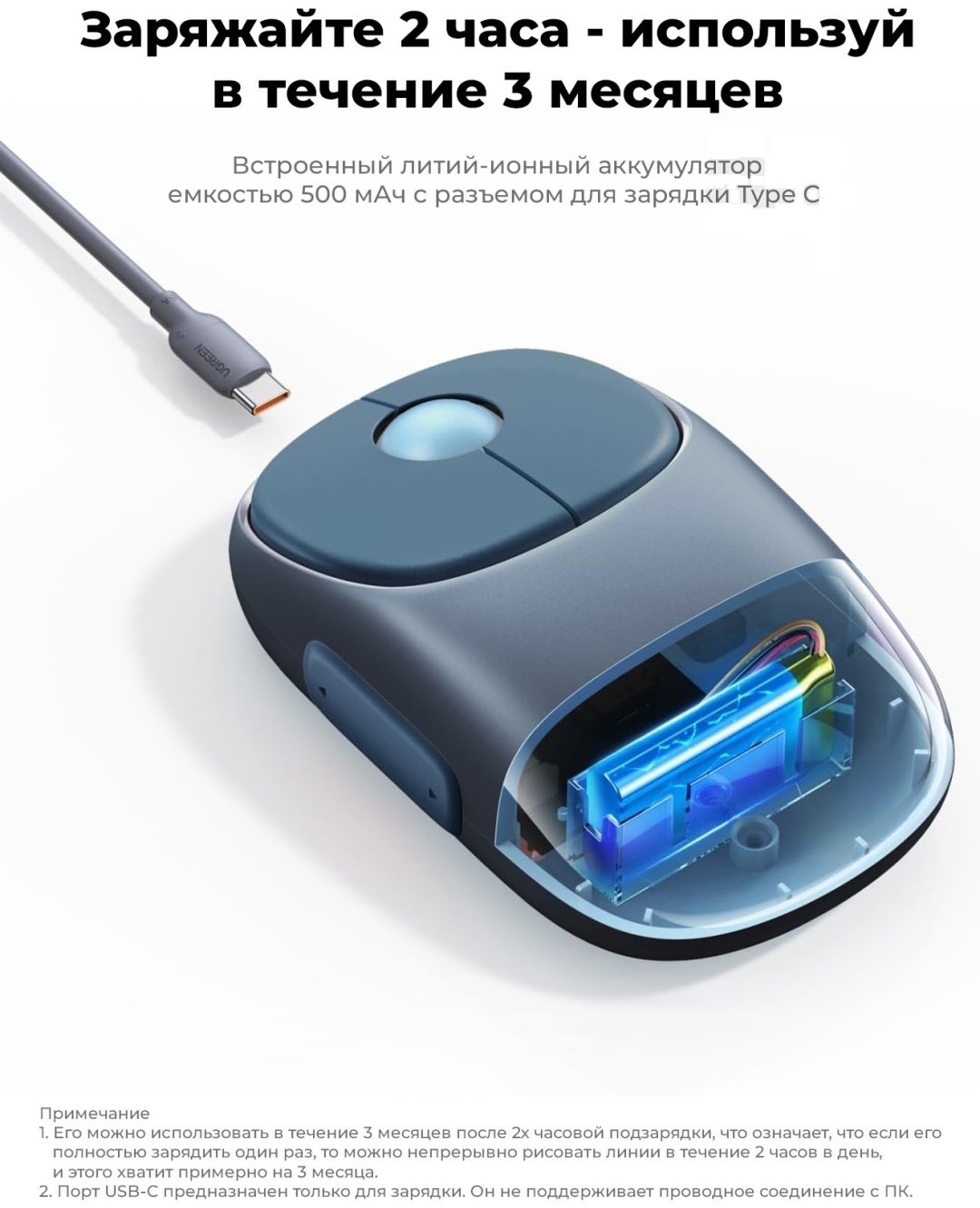 Мышь Ugreen MU102 синий