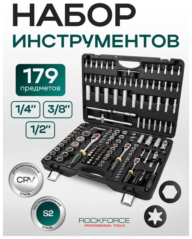 Набор инструментов универсальный 179 в 1 ROCKFORCE RF-41793-5 купить,NaN