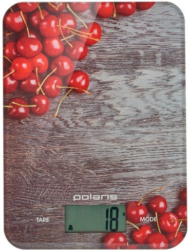 Кухонные весы Polaris PKS 1046DG Cherry серый-красный