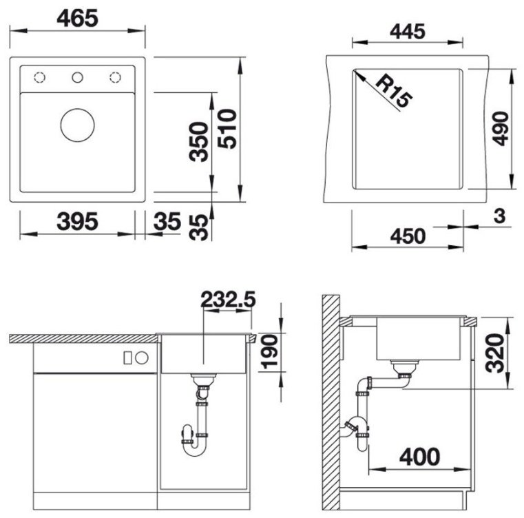 Кухонная мойка Blanco Dalago 45 - мягкий белый (527059) 46.5х51х19 см, искусственный камень, тон мягкий белый купить,NaN