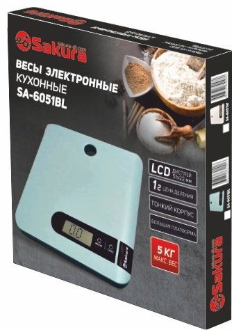 Кухонные весы SAKURA SA-6051BL голубой купить,0