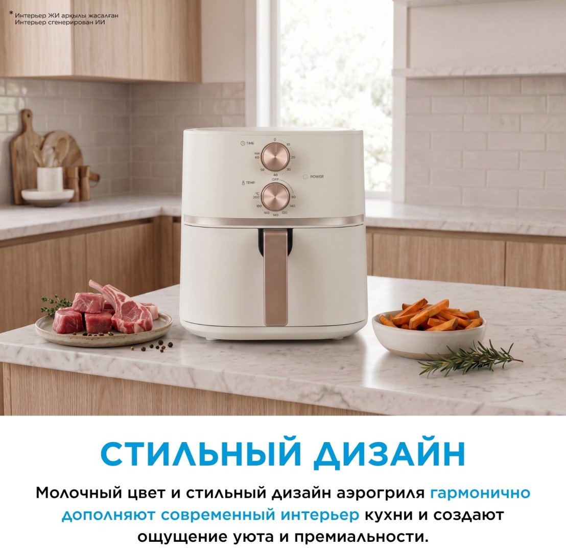 Аэрогриль Midea MF-TN55M (W) 5 л молочный