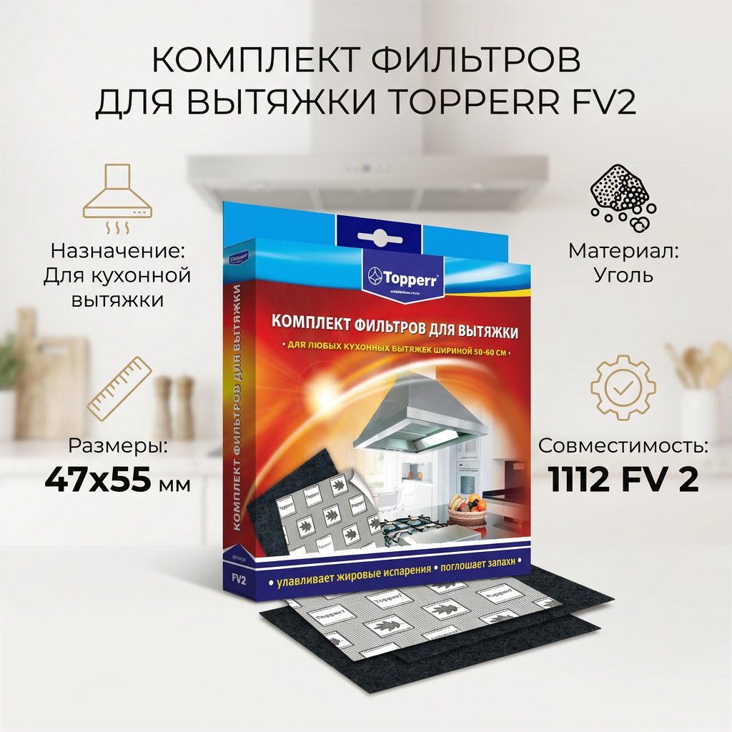 Фильтр для вытяжки 1112 FV 2 TOPPERR купить,NaN