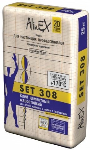 Клей плиточный жаростойкий Alinex SET 308 25 кг