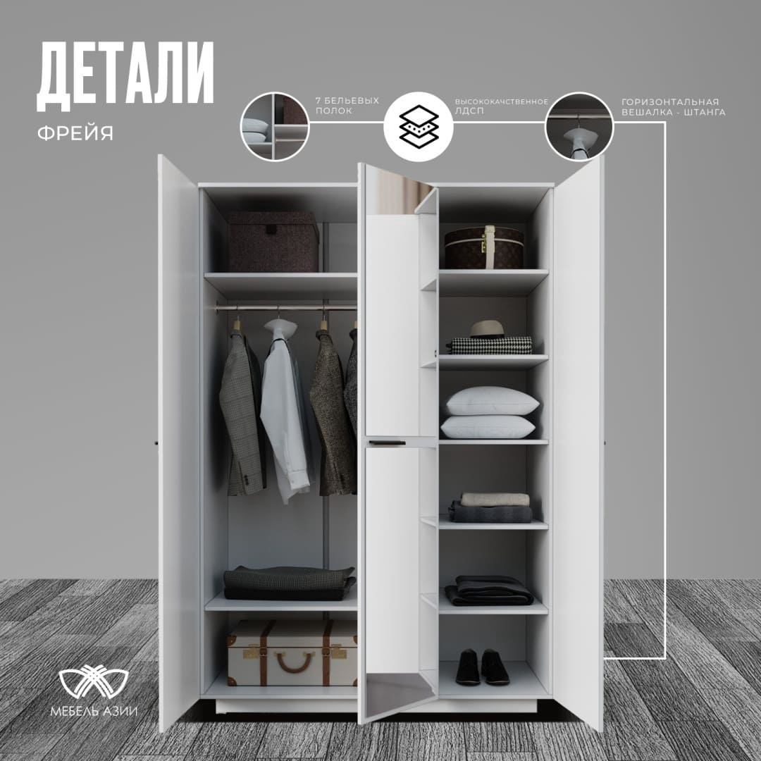 Спальный гарнитур Мебель Азии Фрейя UKK0001054UG290188 160х200см белый купить,148990