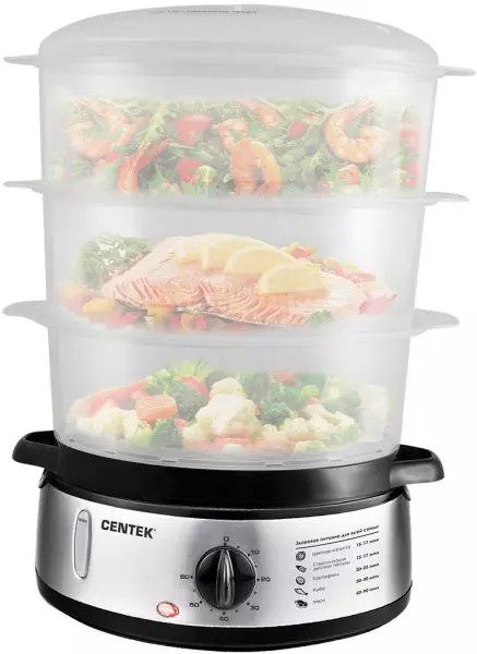 Пароварка Centek CT-1457 серебристая купить,0