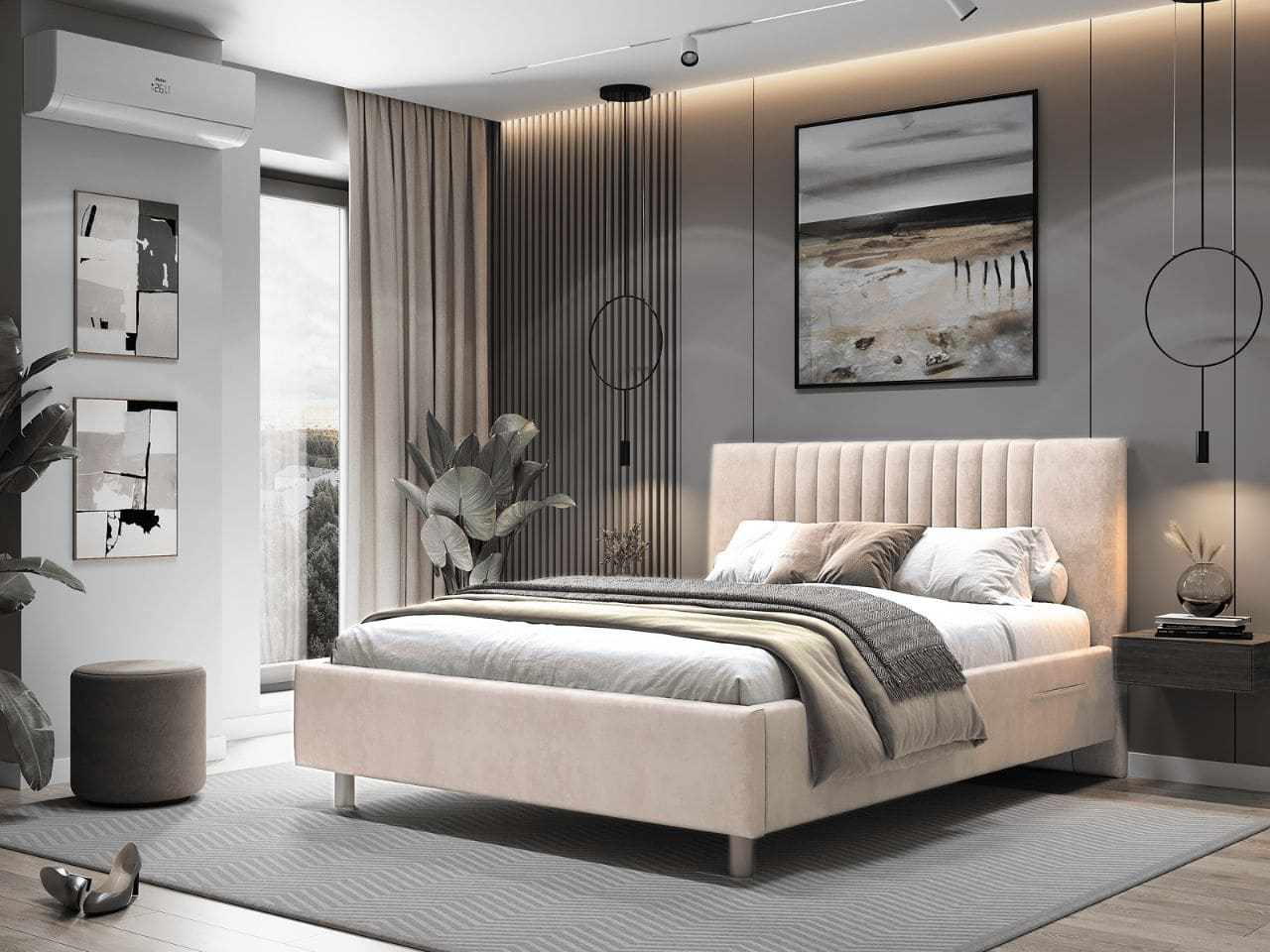 Кровать Мебель Азии Silvia 200х180х112см бежевый купить,NaN