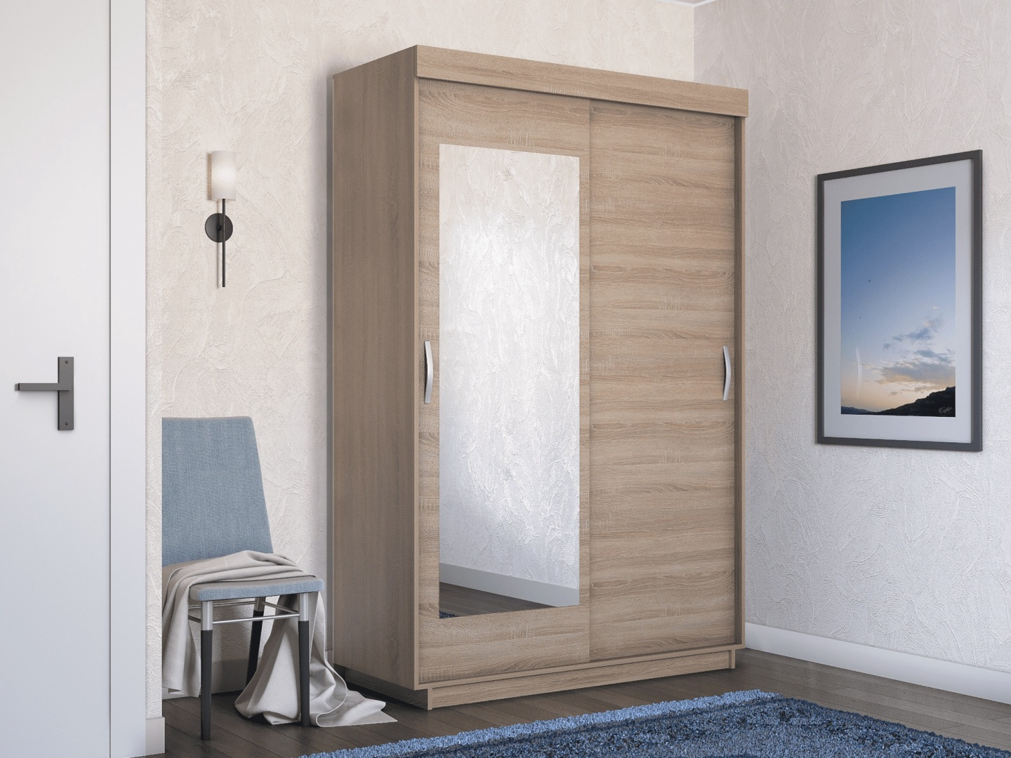 Шкаф-купе Мебель Азии Lite 2 1400х2120х595см сонома купить,NaN
