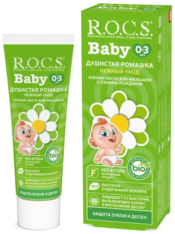 Зубная паста R.O.C.S. Baby нежный уход душистая ромашка 45гр купить,NaN