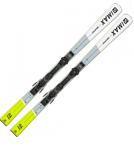 Лыжи горные Salomon ES max 6 + m10 gw l80 L41140800 бело-серо-желто-черные  165  купить,NaN