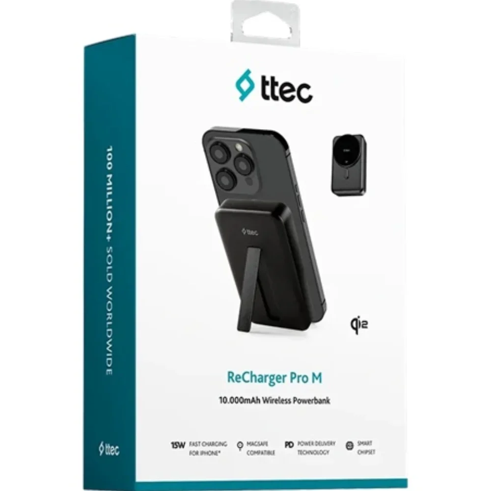 PowerBank TTEC ReCharger Pro M 10.000mAh Qi2/MagSafe 15W 2BB227S Black