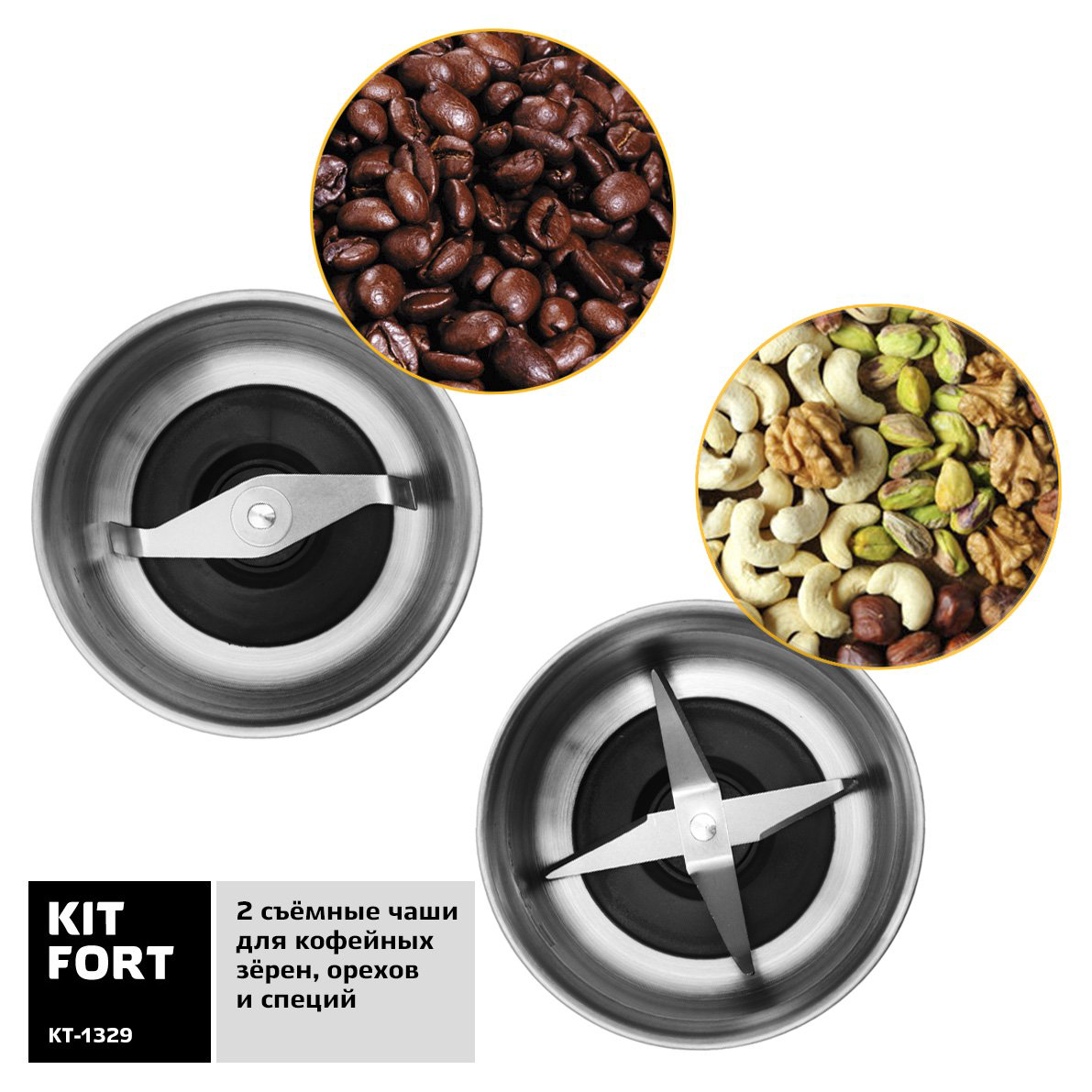 Кофемолка Kitfort KT-1329 серебристая