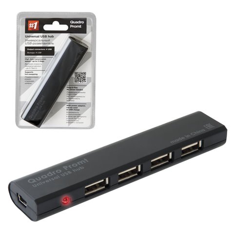 USB Hub Defender Quadro Promt черный - ForteMarket USB Hub Defender Quadro Promt черный купить,0