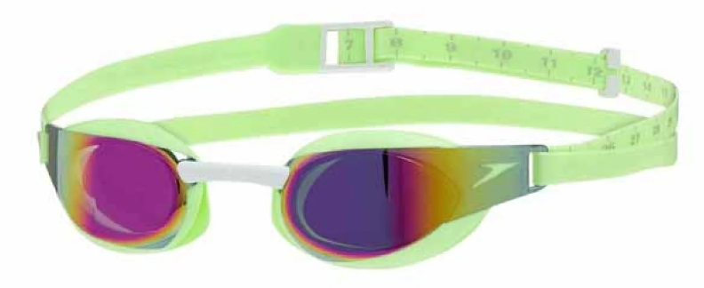 Очки для плавания Speedo детские Elite mirror 8-09289C763 салатово-красные