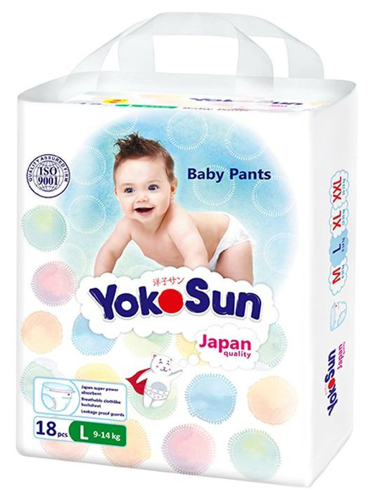 Подгузники-трусики Yokosun L 9-14кг 18шт купить,NaN