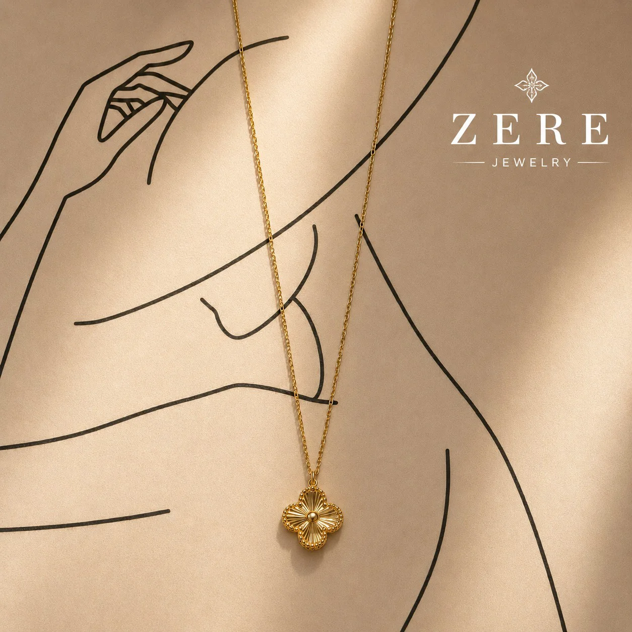 Золотая цепочка Zere 585 с кулоном клевер 4.14г 60-65р купить,338480