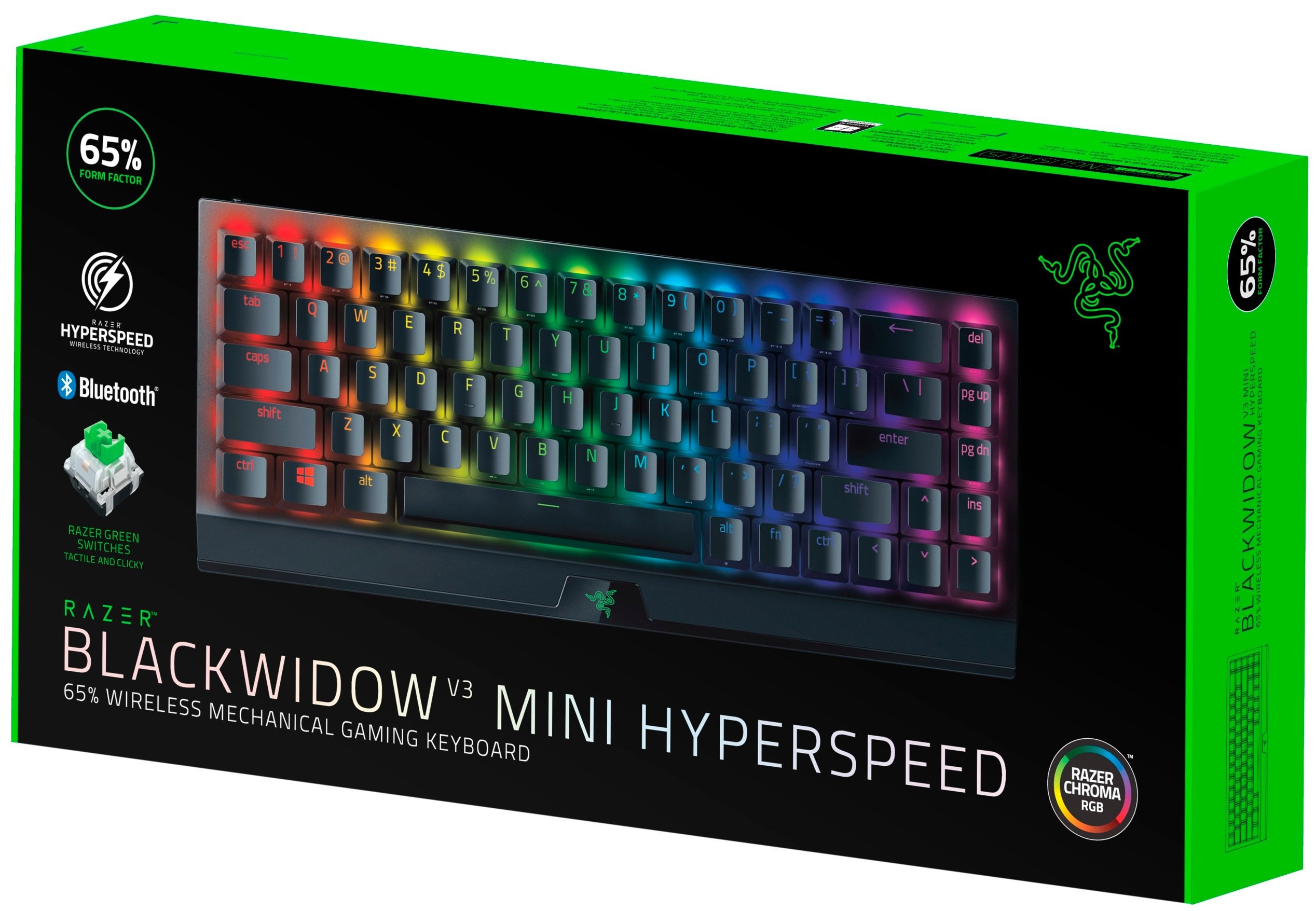 Клавиатура Razer BlackWidow V3 Mini HyperSpeed Green Switch RZ03-03891600-R3R1 черная купить,0