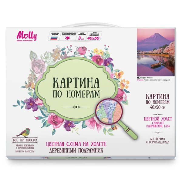 Картина по номерам  Molly    Озеро в Японии 40х50 24 цвета купить,NaN